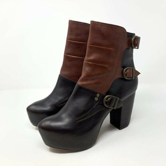 Miista Batilda Size 41 Leather Buckle Platform Ankle Boots Booties Chunky Grunge - Picture 8 of 12